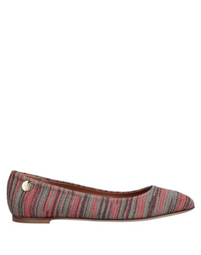 M Missoni Embellished Crochet-knit Ballet Flats In Red