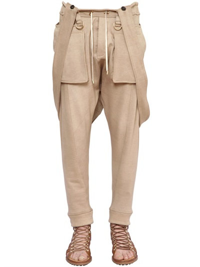 Balmain Cotton Jersey Pants W/ Suspenders, ModeSens