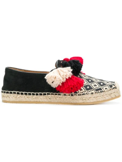 Etro 20mm Woven Raffia & Suede Espadrilles In Black