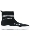 Chiara Ferragni Embroidered Sock Sneakers In Black