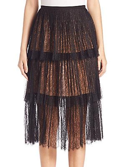 Michael Kors Tiered Chantilly Lace Skirt In Vanilla