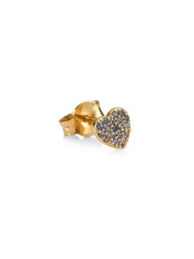 Loquet Blue Sapphire Heart Stud In Gold