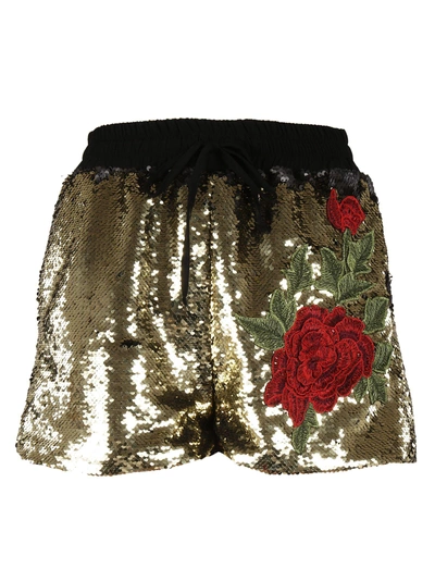 Philipp Plein Sequined Shorts In Gold