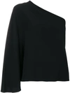 Theory One Shoulder Blouse In Nero