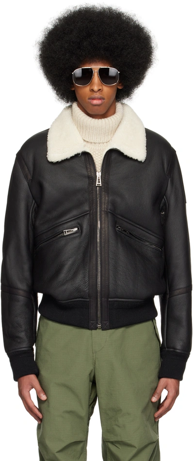 Belstaff Black Tracer Shearling Jacket In Black/natural