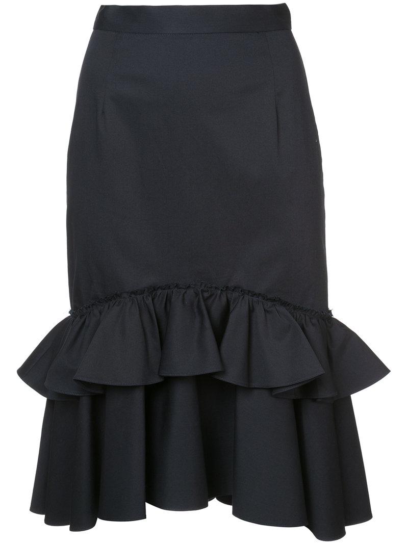 Tome Fitted Midi Skirt With Frill Hem | ModeSens