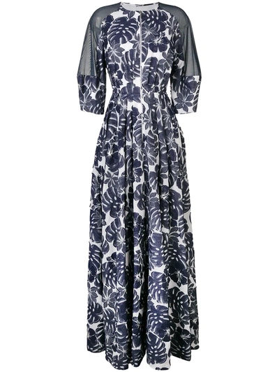 Talbot Runhof Floral Coupé Gown In Blue