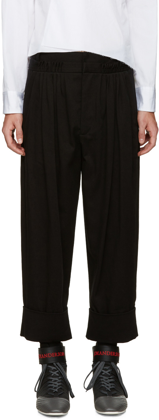 Jw Anderson Black Twill Baggy Trousers | ModeSens