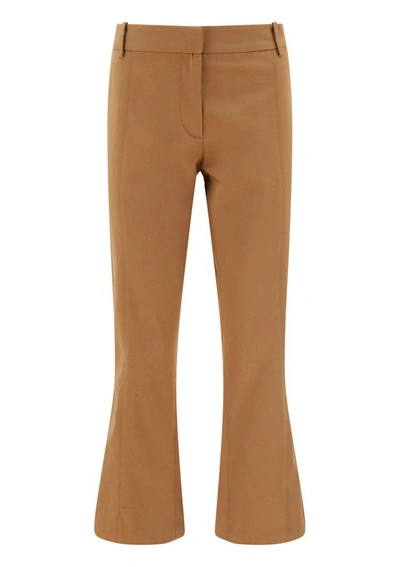 Marni Brown Cropped Flared Wool Trousers