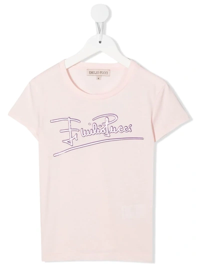 Pucci Junior Logo-print T-shirt In Rosa