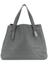 Bottega Veneta Light Gray Intrecciato Nappa Large Cesta Bag In Grey