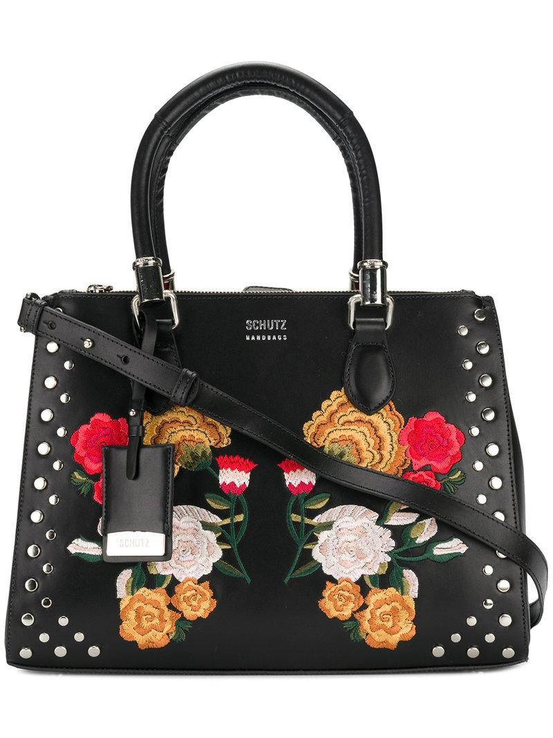 Schutz Floral Embroidered Tote | ModeSens