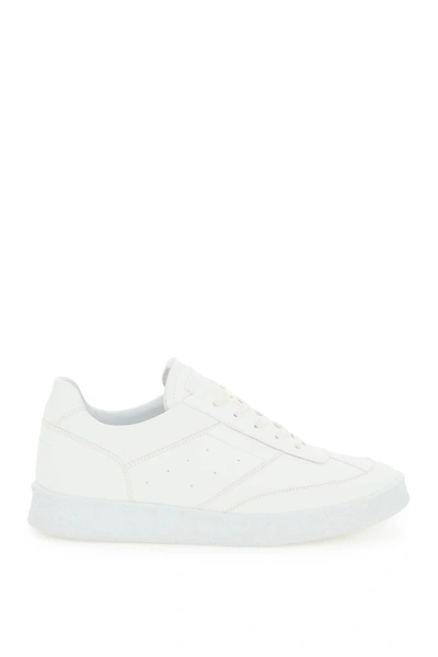 Mm6 Maison Margiela Logo Embossed Low Top Sneakers In White
