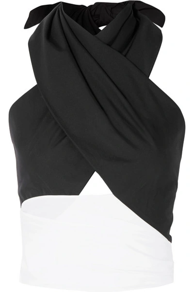 Tome Cutout Cotton-poplin Wrap Top In Black