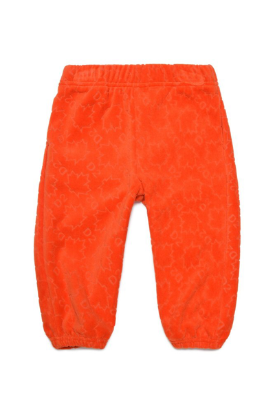 Dsquared2 Babies' Logo-embossed Velvet Track Trousers In Orange