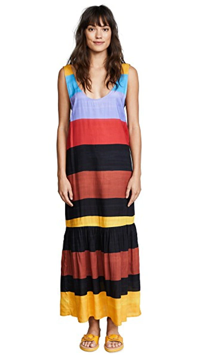 Mara Hoffman Valentina Striped Voile Maxi Dress In Black Multi ModeSens