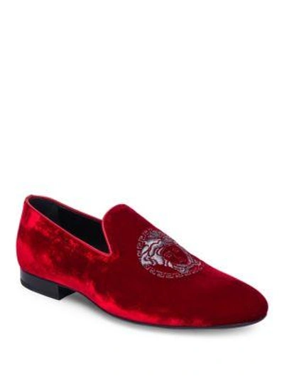 Versace Classic Velvet Loafers In Red | ModeSens