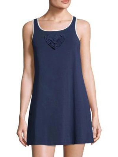 Kate Spade Crewneck Heart Applique Chemise In Navy