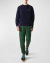Lacoste Organic Cotton Brushed Fleece Classic Fit Crewneck Sweatshirt In Marine