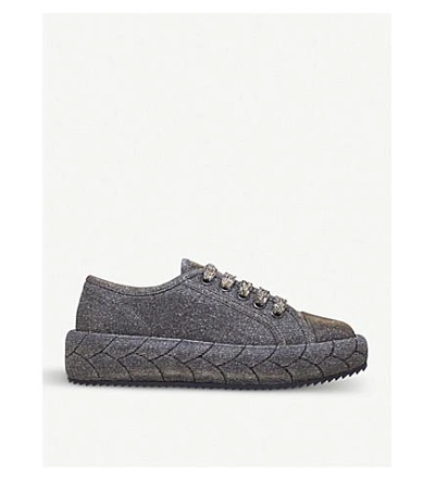 Marco De Vincenzo Braided Lurex Trainers In Metal Comb
