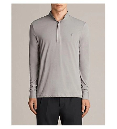 Allsaints Grail Cotton-jersey Polo Shirt In Putty Brown
