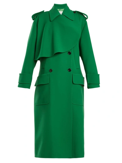 Valentino Double-breasted Wool Trench Coat In Green
