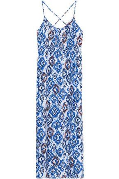 Melissa Odabash Lauri Studded Printed Voile Maxi Dress In Blue