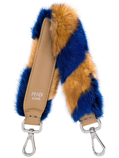 Fendi Blue & Brown Fur Mini 'strap You' Bag Strap