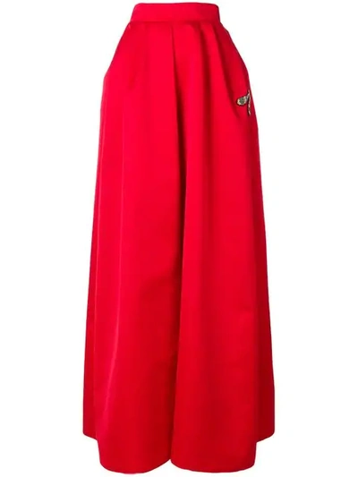 Rochas Embellished Duchess-satin Ball Skirt In Red