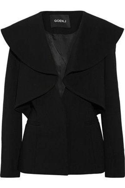 Goen J Woman Ruffled Wool-blend Blazer Black