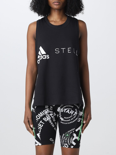 Adidas By Stella Mccartney Logo Printed Tank Top In Black