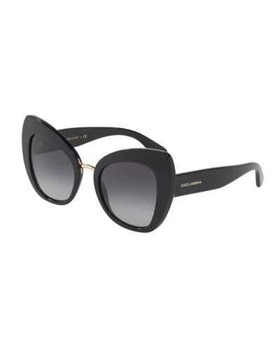 Dolce & Gabbana Peaked Cat-eye Acetate Sunglasses In Metallic