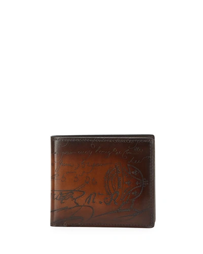 Berluti Scritto Venezia Leather Bi-fold Wallet In Brown