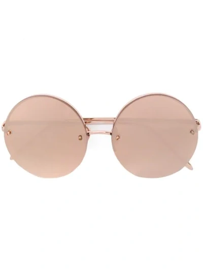 Linda Farrow Round Frame Sunglasses In Metallic
