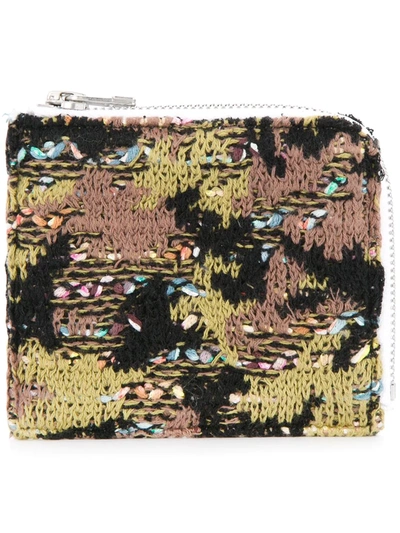Coohem Knit Tweed Camouflage Wallet In Green