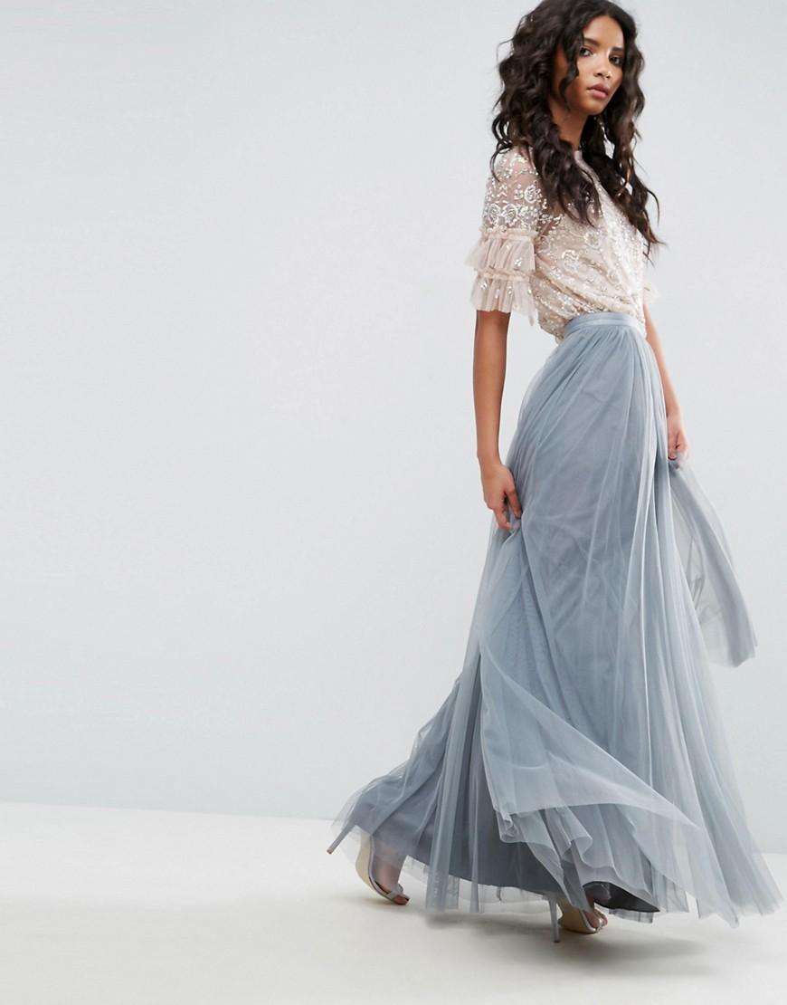Needle & Thread Tulle Maxi Skirt - Gray | ModeSens