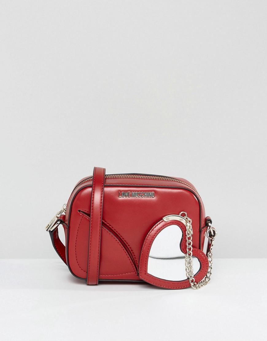 Love Moschino Cross Body Bag With Attached Heart Chain Red ModeSens