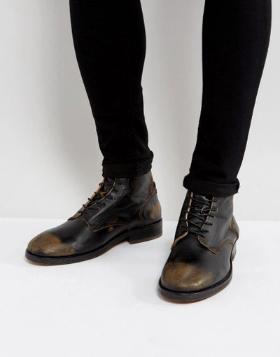 Hudson London H By Hudson Mckendrick Leather Lace Up Boots Black