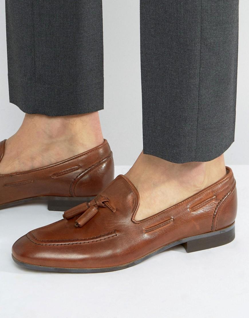 Hudson London Pierre Leather Tassel Loafers - Tan | ModeSens