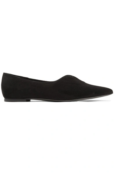 Tory Burch Lucia Oxford Suede Point-toe Flats In Black