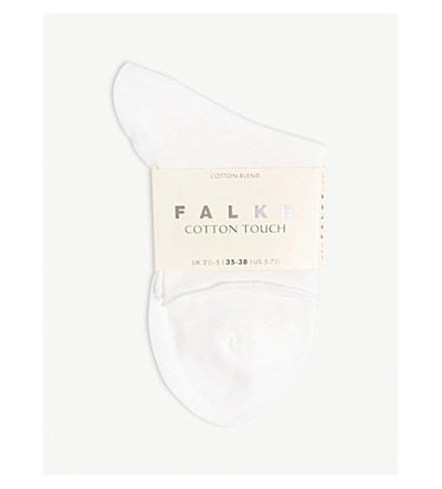 Falke Cotton Touch Fine-knit Cotton Blend Socks In White