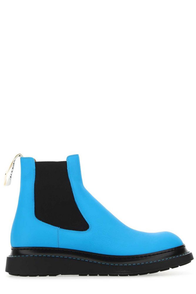 Loewe Fluo Light-blue Leather Ankle Boots Lightblue  Uomo 44