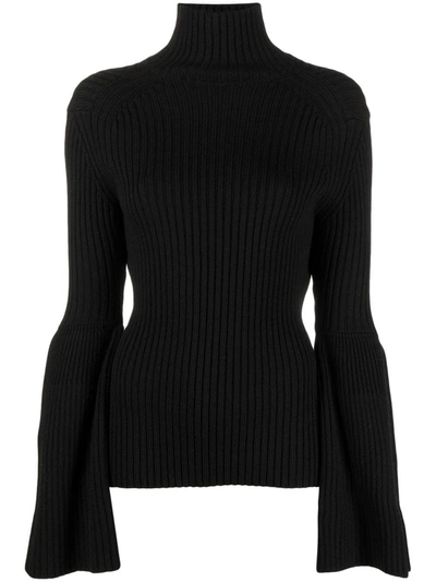 Tom Ford Ribbed-knit High-neck Wool Top In Black