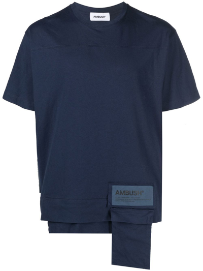 Ambush Pocket Logo Cotton T-shirt In Mood Indigo China Blue