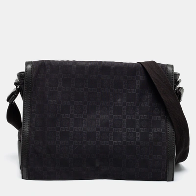 Pre-owned Versace Black Signature Nylon Messenger Bag