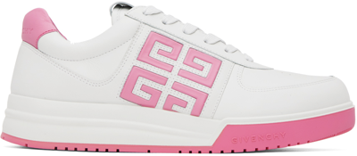 Givenchy White 4g Leather Low Top Sneakers In Blanc Rose