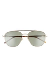 Saint Laurent 55mm Aviator Sunglasses In Gold