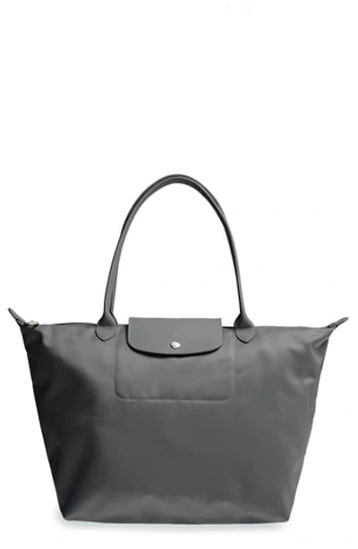 Longchamp 'large Le Pliage Neo' Nylon Tote - Grey In Navy