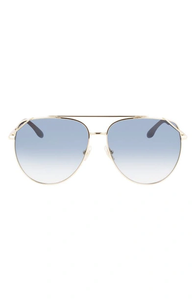 Victoria Beckham 61mm Aviator Sunglasses In Goldlue