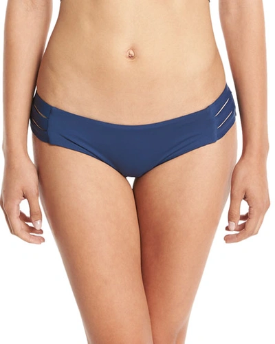 Vitamin A Emelia Solid Triple-strap Swim Bikini Bottom In Navy Ecolux